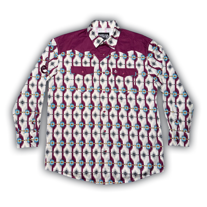 Deep Burgundy Western Pearl Snap