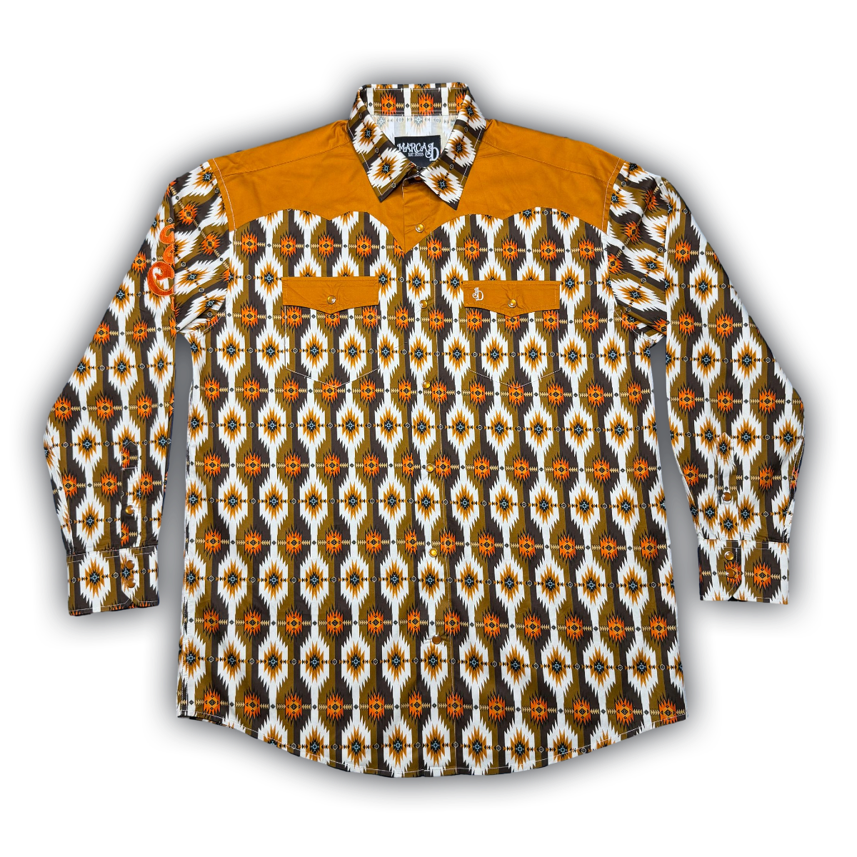 Rust Orange Western Pearl Snap Shirt