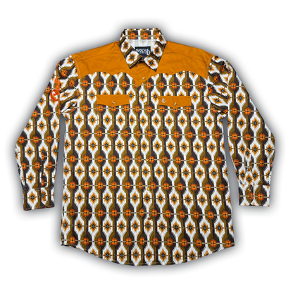 Rust Orange Western Pearl Snap Shirt